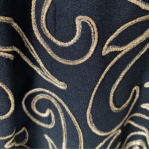 Paul Sachs Vintage 1950s Vintage Black Gold Dress with Removable Peplum medium - Picture 3 of 10